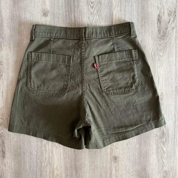 Levi’s Army Olive Green Utility Cotton Stretch Shorts Gorpcore Casual Cool Sz 27 - Picture 8 of 10